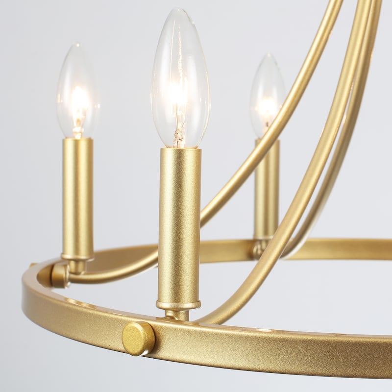 6Light 19.69inch Vintage Wagon Wheel Chandelier for Bedroom Study